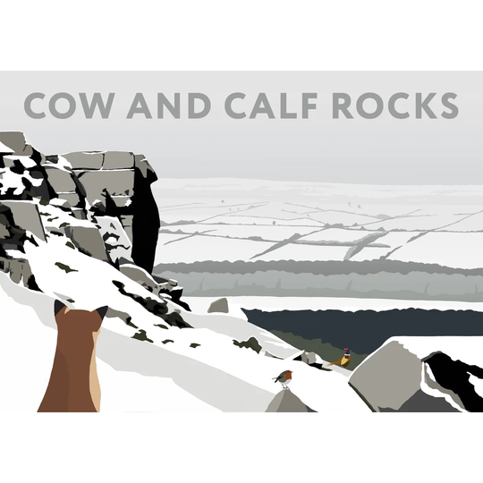 'Cow and Calf Rocks Snow' by Richard O'Neil Graphic Art