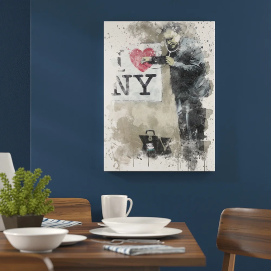 'Banksy I Heart New York NY Graffiti Wall Art' Graphic Art Print Poster