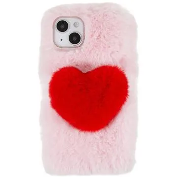 Plush Heart iPhone 14 Plus TPU Case - Pink