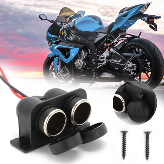 Female 12V Car Motorbike Cigarette Lighter Double Socket 2 Way Adapter