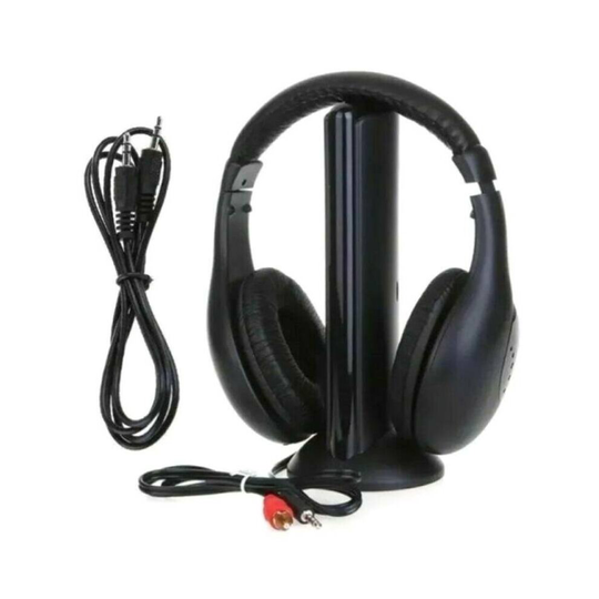 5 IN 1 Wireless Cordless RF Headphones Earphone Headset For PC TV Radio Skype