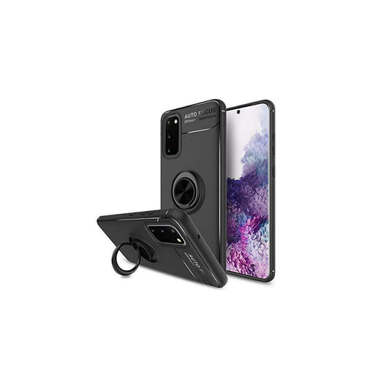 Samsung Galaxy S20 Ultra (6.9"... Shockproof Phone Case Ring Magnetic Holder Stand Cover (Black)