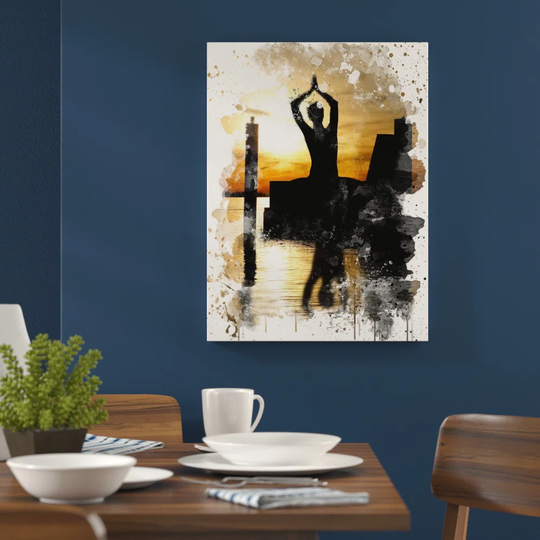 'Yoga Meditation by the Lake' Graphic Art Print Poster