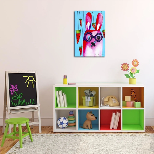 Canvas Print Colourful Rabbit With Glasses