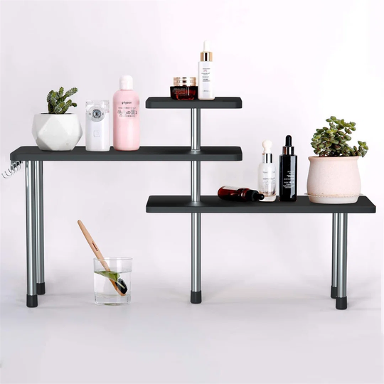 3 Tier Kitchen Corner Shelf Desktop Bamboo Shelving Organiser Spice Storage Rack, Space Saving Organizer Corner Bookshelf For Kitchen, Home, Office Wi