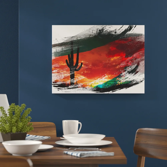 'Landscape Saguaro Orange Sunset' Graphic Art Print Poster