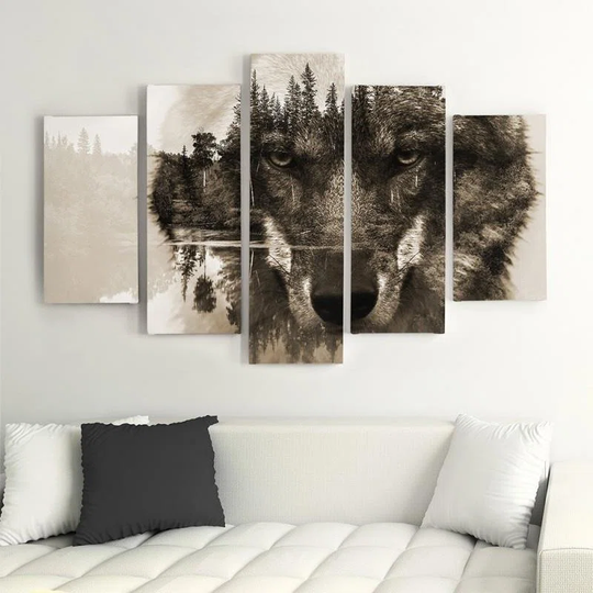 Canvas Print Wolf Forest Fog Nature