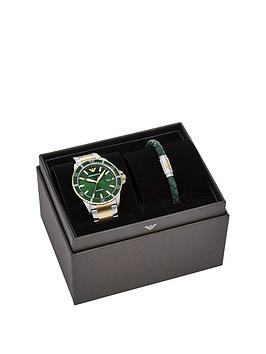 Emporio Armani Traditonal Mens Watch & Bracelet Set