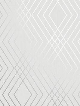 Fine Décor Shard Trellis Stone & Silver Wallpaper