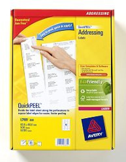 AVERY LSR LBL 18TV PK500 WHT L7161 FPC