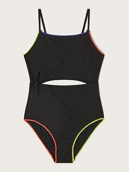 Monsoon Girls Storm Cutout Swimsuit - Black