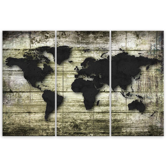 Canvas Print World Map Retro Wood
