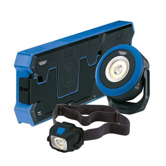 Draper Wireless/Usb Rechargeable Head Torch And Mini Floodlight With Dual Charging Pad