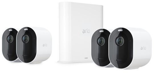 Arlo Pro3 Smart Home Security Cameras | Alarm | Rechargeable | Colour Night Vision | Indoor/Outdoor | 2K QHD | 2-Way Audio | Spotlight | 4 Camera Kit | VMS4440P
