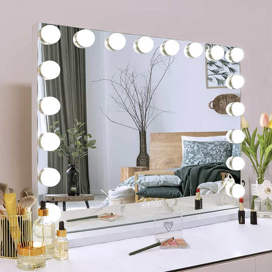 Vanity Magnifying Lighted Metal Framed Makeup Mirror in White