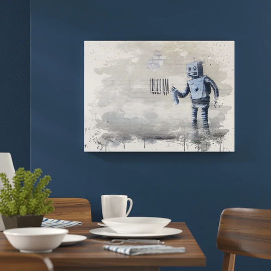 'Banksy Robot Graffiti Wall Art' Graphic Art Print Poster
