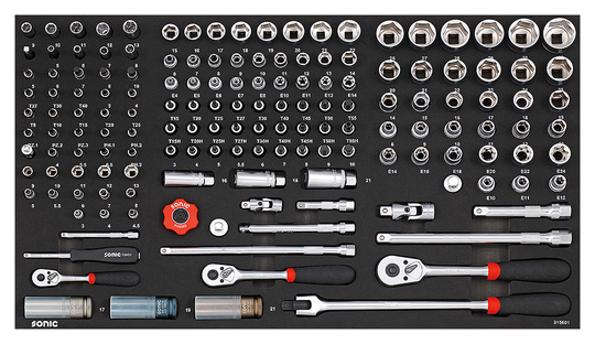 Sonic Socket Set 1/4", 3/8" & 1/2", SFS Jumbo 156 pcs 315601