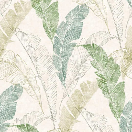 Dutch Wallcoverings Wallpaper TropicalLeaf Grey/Green