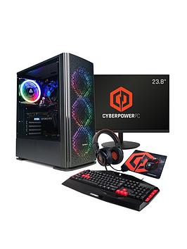 Cyberpower Blaze Ryzen 5, Rtx 3050 Gaming Pc Bundle With 23.8In Fhd Monitor, Headset, Keyboard, Mouse And Mouse Pad.