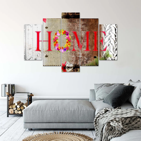 Canvas Print Home Inscription Flowers