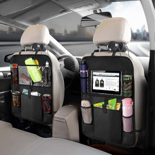 Car Back Seat Storage Organiser -10.1" iPad/Tablet Holder Touch Screen Kids Kick Mat Seat Protector Multi-Pocket Children's Travel Storage