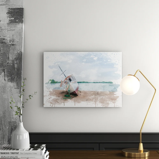 'Boat Upon the Shore Beach' Graphic Art Print Poster