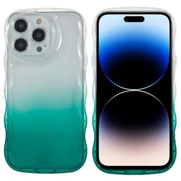Wavy Edge Gradient iPhone 14 Pro TPU Case - Army Green