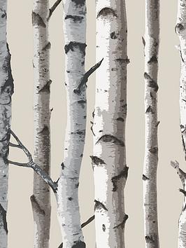 Fine Décor Birch Trees Cream & Silver Wallpaper