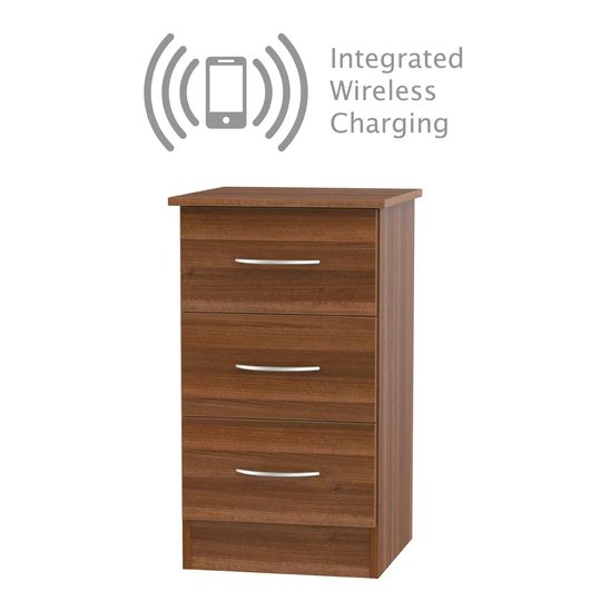 Coventry Ready Assembled 3 Drawer Bed Cabinet With Integrated Wireless Charging Noche Walnut