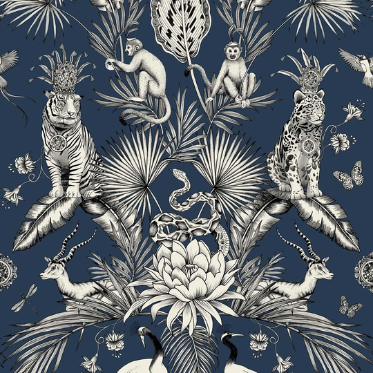 Belgravia Decor Menagerie Navy Wallpaper
