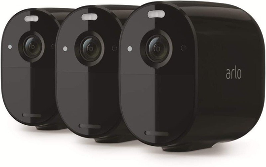Arlo Essential Spotlight CCTV 3 Camera system | Wireless WiFi, 1080p Video, Color Night Vision, 2-Way Audio, 6-Month Battery Life, Motion Activated, Direct to WiFi, No Hub Needed, VMC2330B - Black