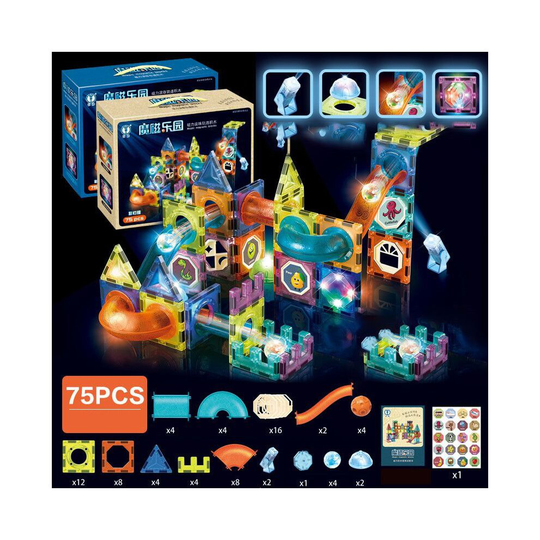 (Lighting-75pcs) Magnetic Lighting Building Blocks Construction Educational Kids Magic Toys