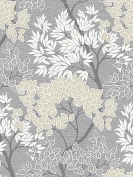 Fresco Lykke Tree Charcoal Wallpaper