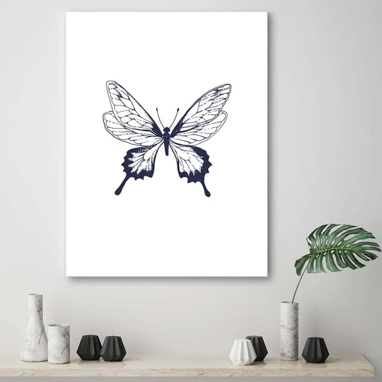 Canvas Print Painted Butterfly Black And White