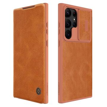 Nillkin Qin Pro Series Samsung Galaxy S23 Ultra 5G Flip Case - Brown