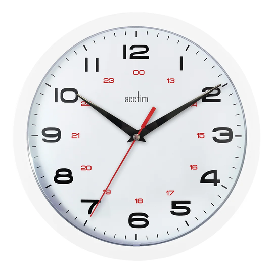 Aylesbury 24.5cm Office Wall Clock with 12/24 Hour Dial & Quartz Movement White