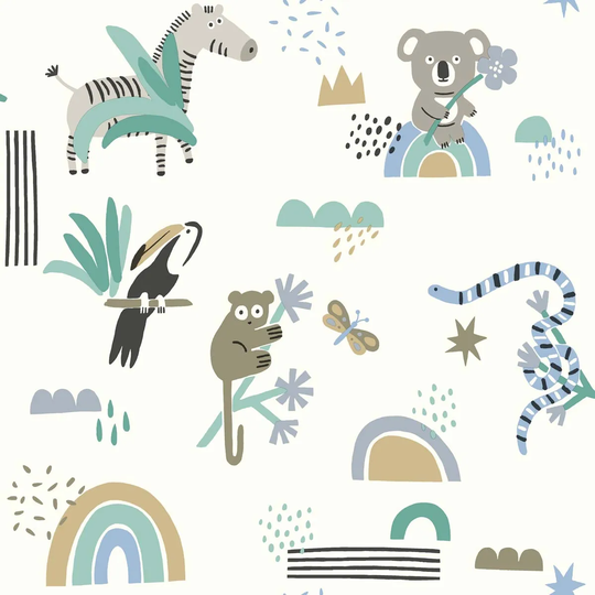 Holden Decor Abstract Animals Blue/Teal Wallpaper
