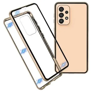 Samsung Galaxy A33 5G Magnetic Case with Tempered Glass Back - Gold
