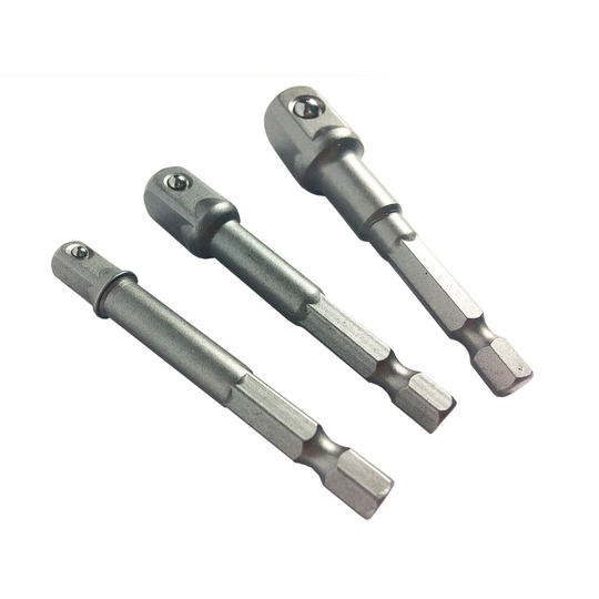 Socket Adapter Set 3pc 1/4" 3/8" 1/2" Impact Drill Bits Driver Adapter