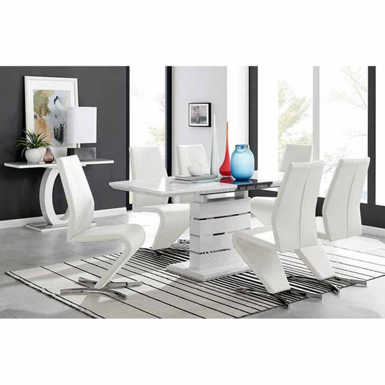Furniture Box Renato 6 Seater Extending Table And 6 x White Willow Chairs