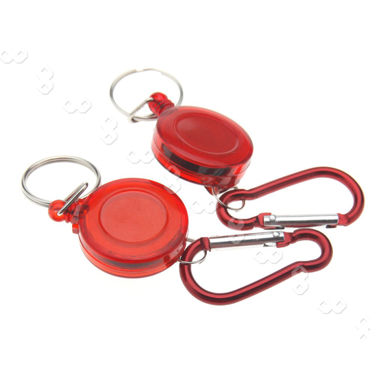New 2 x Red Retractable Key Chain Badge Reel Recoil Holder Yoyo Pass ID Card