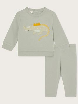 Monsoon Baby Boys Crocodile Sweat Set - Green