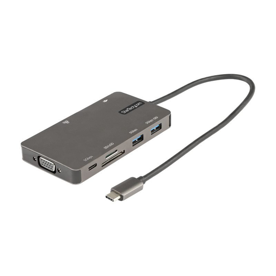 Startech USB C Multiport Adapter - HDMI 4K 30Hz or VGA Travel Dock - 5Gbps USB 3.0 Hub (USB A / USB C Ports) - 100W Power Delivery - SD/Micro SD - GbE - 30cm Cable - USB C Mini Dock