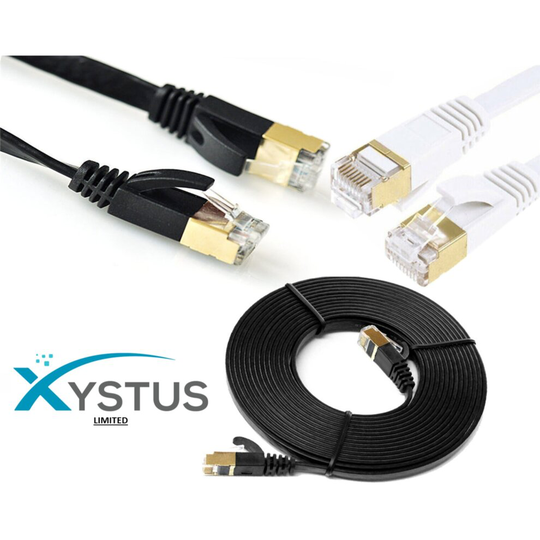 (10m, Black) Cat7 RJ45 Ethernet Network Ultra-thin FLAT LAN Cable 0.5M to 30M Wholesale