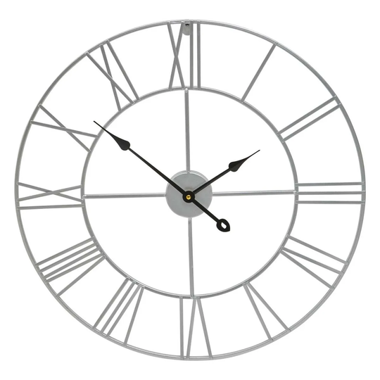 Interiors by PH Small Silver Metal Roman Numeral Wall Clock