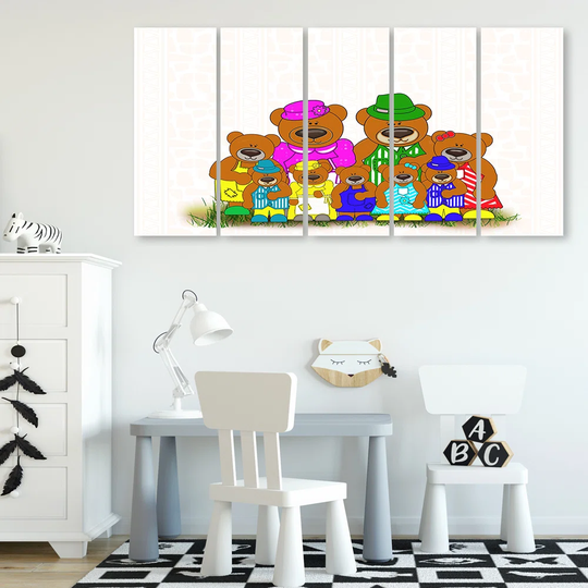 Canvas Print Colourful Bears
