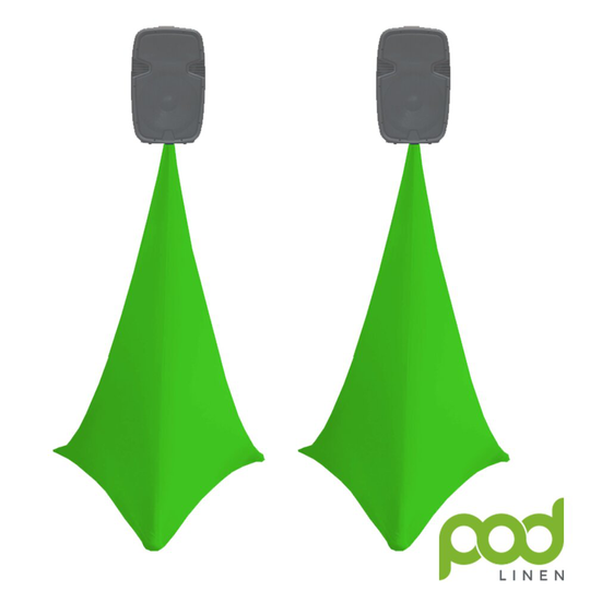 (light green) 25 colors: pair of double sided spandex lycra speaker stand scrim / dj tripod cover