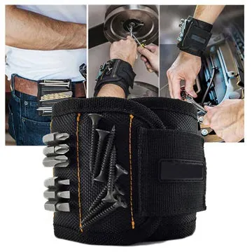Magnetic Wrist Band for Holding Screws, Nails & Tools