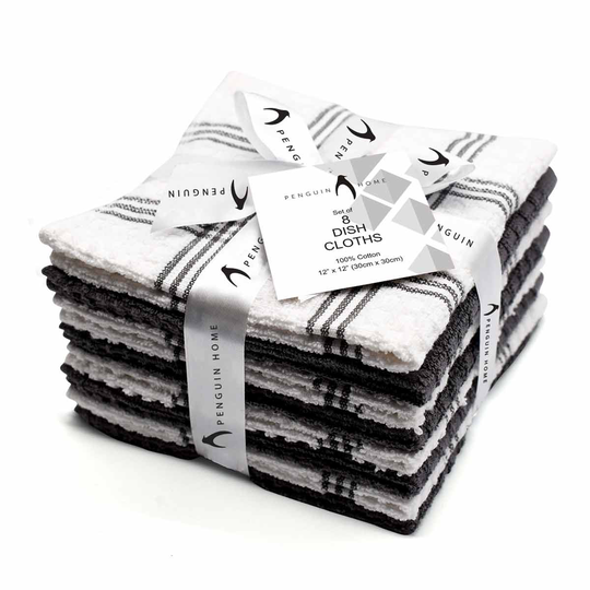 Penguin Home Quick Drying And Durable Grey Dish Towels - Pack Of 8