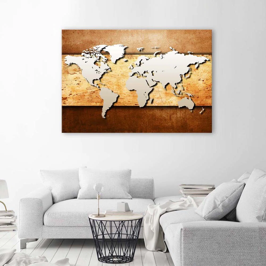 Canvas Print World Map Boards Vintage